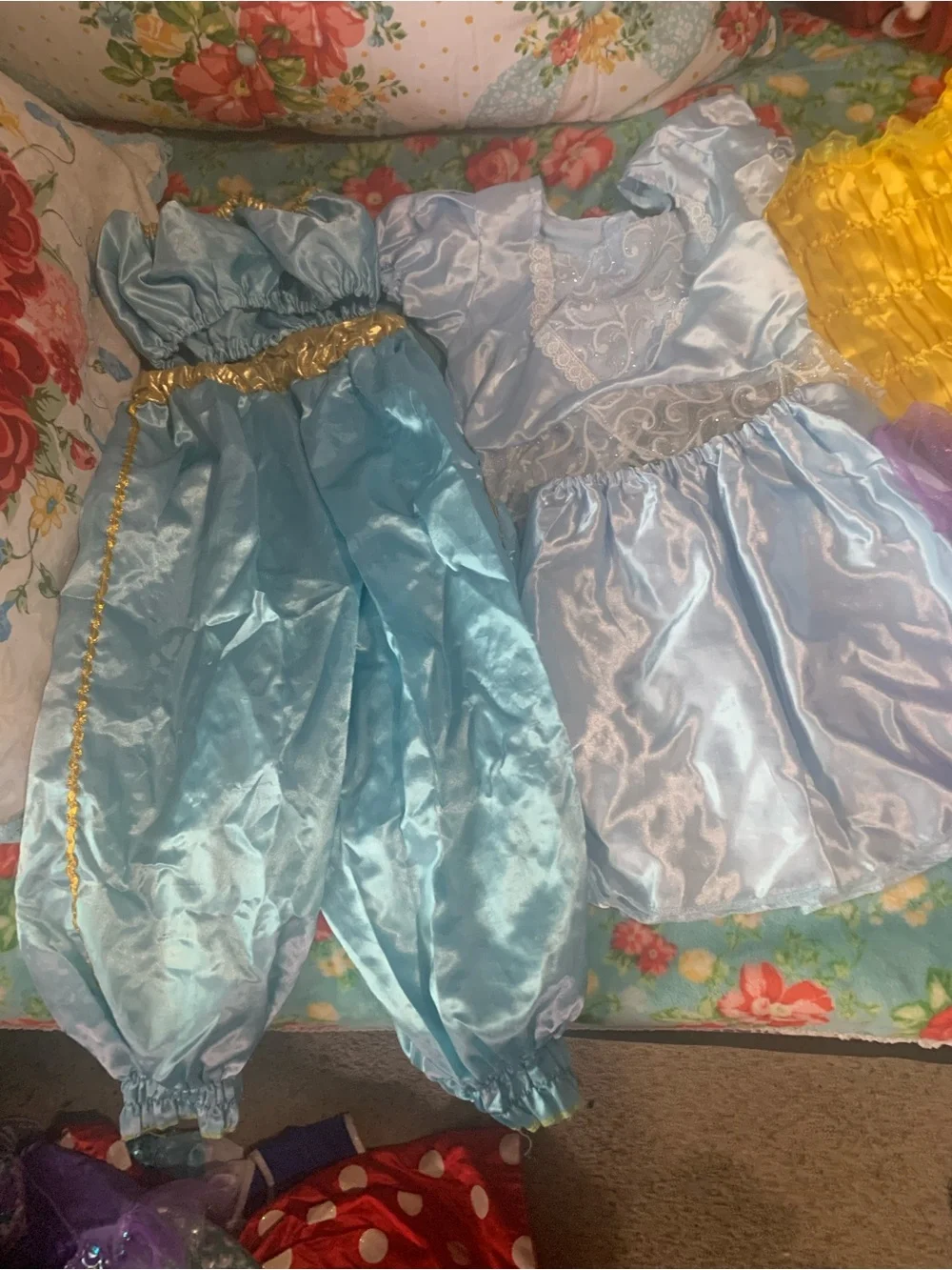 Disney Character Girls Costume Bundle 5 Tops 2 Skirts 1 Harem Pant